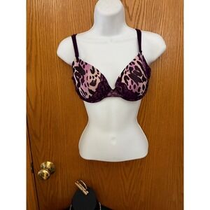 Victorias Secret The Nakeds Lined Demi Bra Purple Leopard Lace 36B 264225